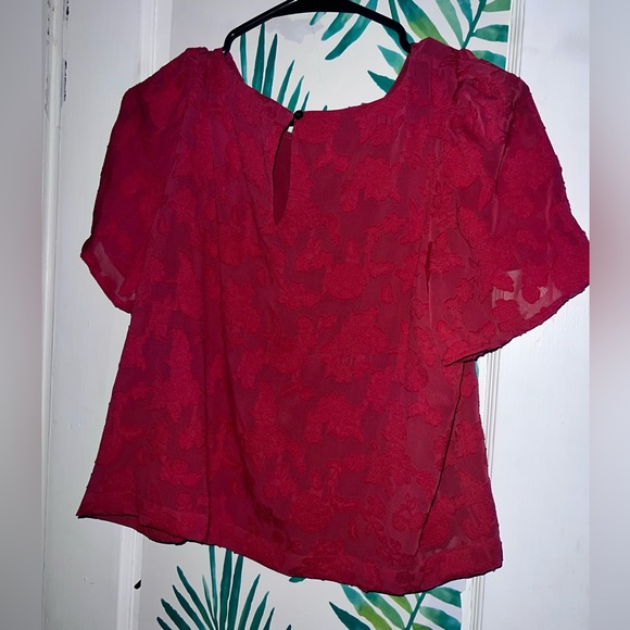 Loft Cropped Lacy Blouse Keyhole Back Women’s SP - Picture 2 of 3